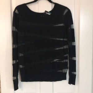 Express black sweater sheer striped